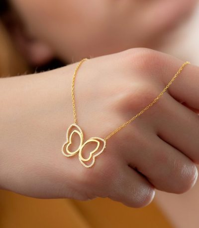 Gold butterfly necklace