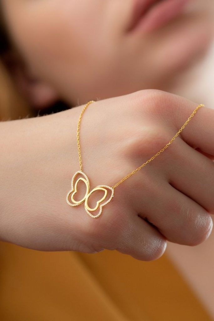 Gold butterfly necklace