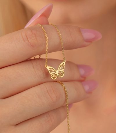Gold butterfly necklace