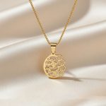 گردنبند طلا وان یکاد نوزاد طرح گل